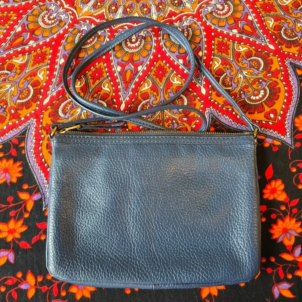 Fossil Blue Leather Cross-Body Bag - Picture 3 of 10